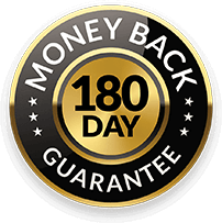 AquaFit 180-day money-back guarantee badge